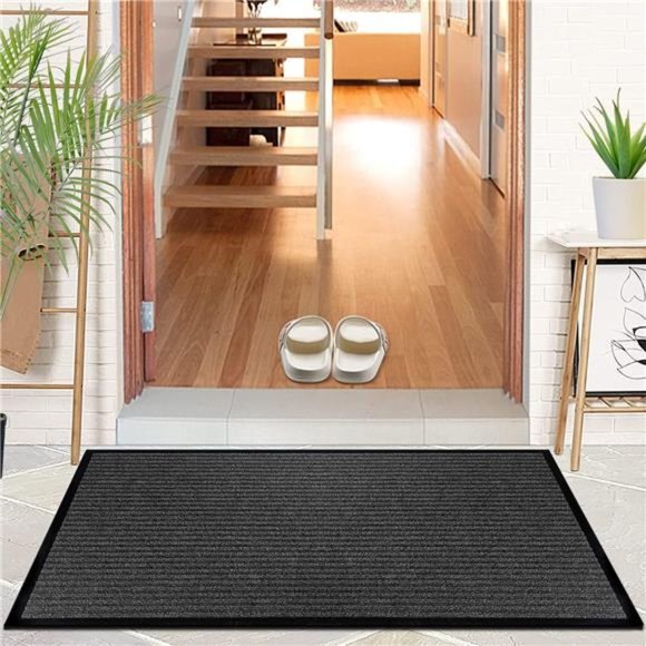 Durable Rubber Door Mat - Heavy Duty, Indoor/Outdoor, Easy to Clean, Waterproof - Picture 2 of 7